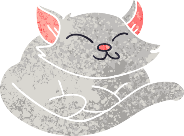 Bir insan tarafından çizilmiş eski çizim tarzı tuhaf çizgi film kedisi