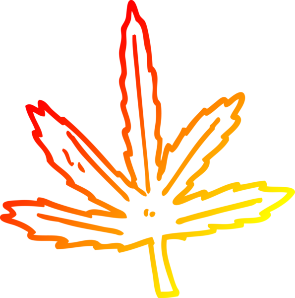 Bir insan tarafından çizilmiş bir marihuana yaprağının sıcak çizgi çizimi