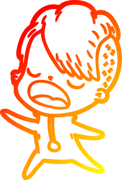 Bir insan tarafından çizilmiş havalı bir hippi kızın sıcak çizgi çizimi.