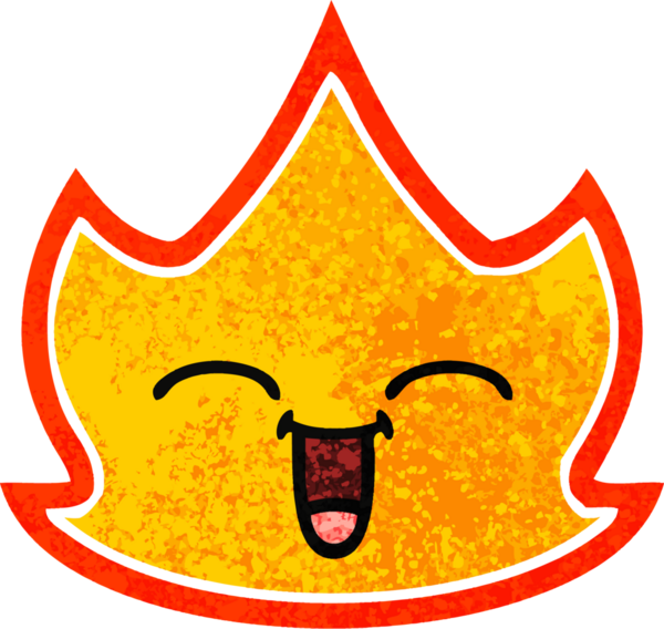 Bir insanın çizdiği ateşin retro illüstrasyon tarzı karikatürü