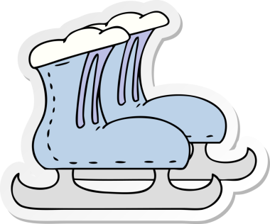 El çizimi karikatür karikatür buz pateni botları bir insan tarafından çizilmiş.