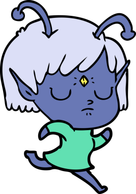 Bir insan tarafından çizilmiş uzaylı kız.