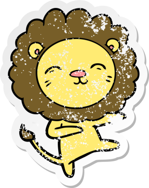 Bir insan tarafından çizilmiş karikatür aslanının sıkıntılı çıkartması.