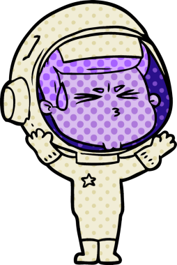 Çizgi film bir insan tarafından çizilmiş astronot.