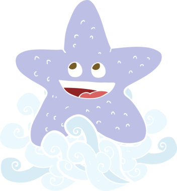 Bir insan tarafından çizilmiş deniz yıldızının düz renk çizimi