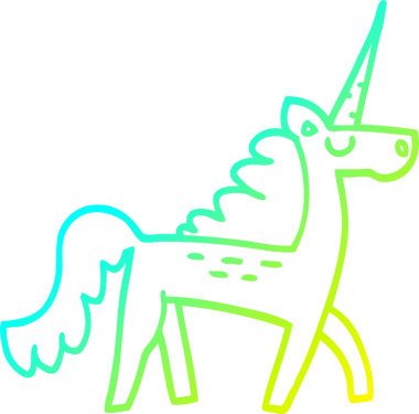 Bir insan tarafından çizilmiş mistik tek boynuzlu atın soğuk çizgi çizimi.