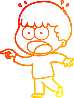 Bir çizgi filmin sıcak çizgi çizimi bir insan tarafından çizilmiş şok edici bir adam.