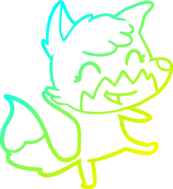 Bir insan tarafından çizilmiş mutlu bir tilkinin soğuk çizgi çizimi.