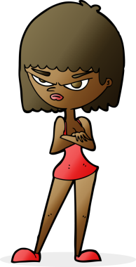 Bir insan tarafından çizilmiş kızgın bir kadın.