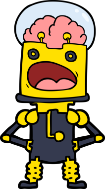 Bir insan tarafından çizilmiş çizgi film robotu