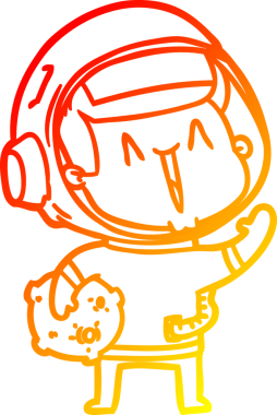 Bir insan tarafından çizilmiş ay taşı olan mutlu bir astronot çizimi.