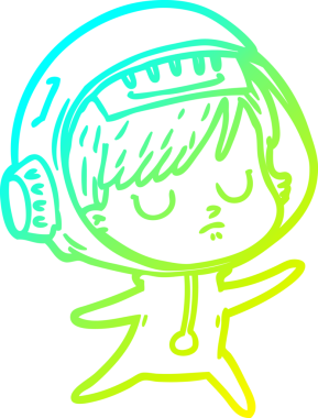 Bir insan tarafından çizilmiş soğuk gradyan çizgili astronot kadın çizimi.