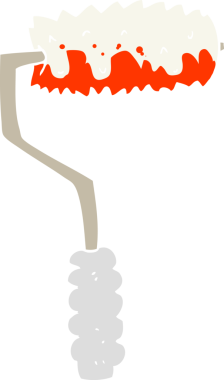 Bir insan tarafından çizilen boya silindirinin düz renk çizimi