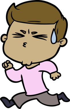 Bir insan tarafından çizilmiş terleyen çizgi film adamı.