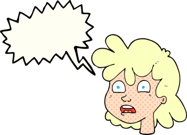 Bir insan tarafından çizilmiş serbest çizilmiş çizgi roman konuşma balonu kadın yüzü.