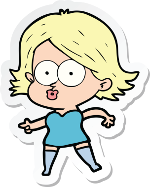 Bir insan tarafından çizilmiş somurtkan bir çizgi film kızının çıkartması.