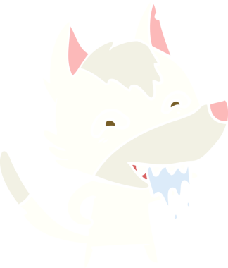 Düz renkli çizgi film aç kurt bir insan tarafından çizilmiş.