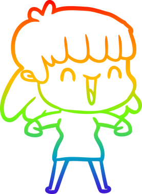 gökkuşağı gradyan çizimi bir insan tarafından çizilmiş bir karikatür kadın