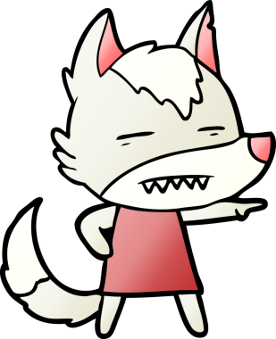 Bir insan tarafından çizilen dişleri gösteren bir kurt çizgi filmi.