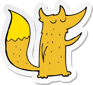 Bir insan tarafından çizilmiş şirin bir tilkinin çıkartması.