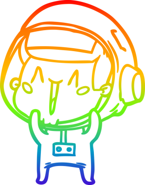 gökkuşağı gradyan çizimi mutlu bir çizgi astronot çizimi bir insan tarafından çizildi