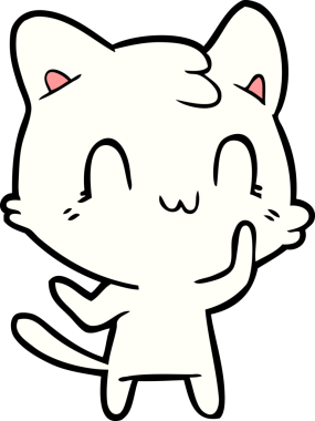 Bir insan tarafından çizilmiş mutlu bir kedi.