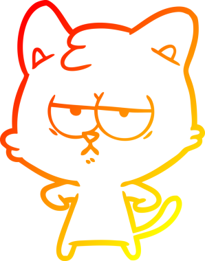 Bir insan tarafından çizilmiş sıkılmış çizgi film kedisinin sıcak çizgi çizgisi.