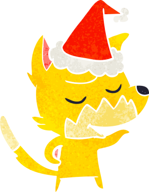 Bir insan tarafından çizilmiş Noel Baba şapkası takan bir tilkinin eski bir çizgi filmi.