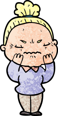 Çizgi film bir insan tarafından çizilmiş yaşlı bir kadın tarafından rahatsız edildi.