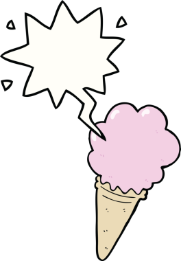 Bir insan tarafından çizilmiş konuşma balonlu çizgi film dondurması.