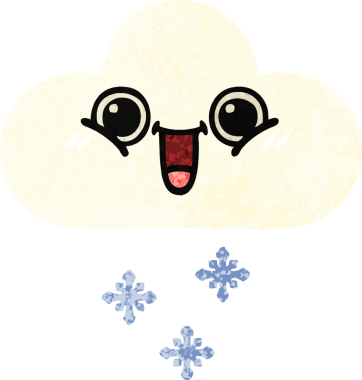 Bir insan tarafından çizilmiş bir kar bulutunun retro çizim tarzı karikatürü