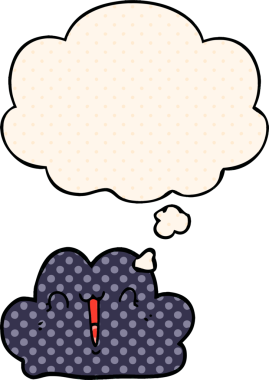 Bir insan tarafından çizilmiş çizgi roman tarzında düşünce baloncuğu olan şirin bir çizgi film bulutu.