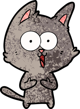 Bir insan tarafından çizilmiş komik çizgi film kedisi.