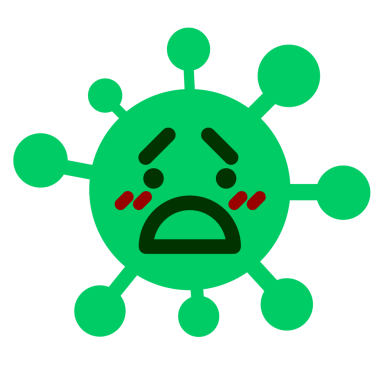 Bir insan tarafından çizilmiş mutsuz ve mahcup bir virüs.