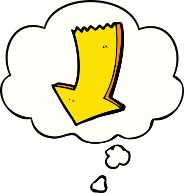 Bir insan tarafından çizilmiş düşünce balonlu bir ok.