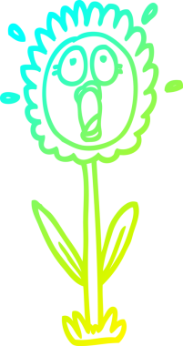 Bir çizgi filmin soğuk gradyan çizimi bir insan tarafından çizilmiş ayçiçeğini şok etti.