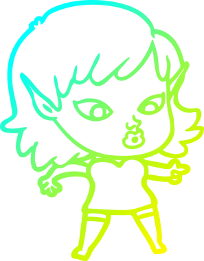 Bir insan tarafından çizilmiş güzel bir elf kızı çizimi.