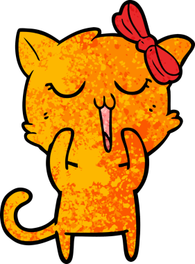 Bir insan tarafından çizilmiş çizgi film kedisi.