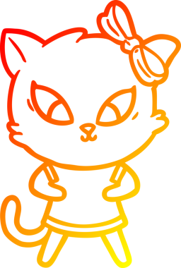 Bir insan tarafından çizilmiş çizgi film kedisinin sıcak çizgi çizimi