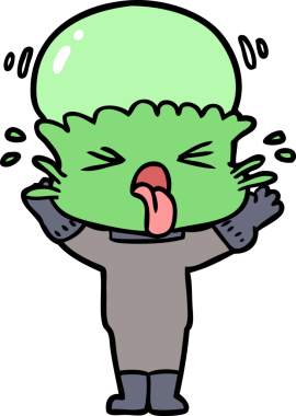 Bir insan tarafından çizilmiş garip bir uzaylı çizgi filmi.