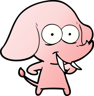 Bir insan tarafından çizilmiş mutlu bir fil.