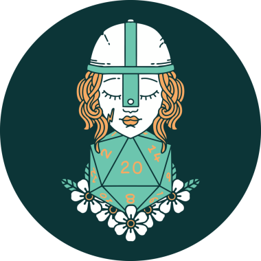 Bir insan tarafından çizilmiş 20 D20 zarlı insan dövüşçüsü simgesi