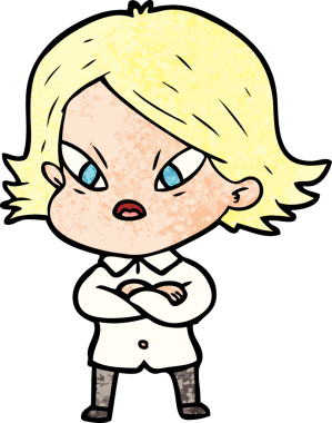 Çizgi film bir insan tarafından çizilmiş stresli kadın.