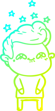 Bir insan tarafından çizilmiş, heyecanlı bir çizgi film çizimi.