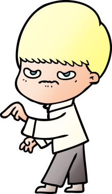 Bir insan tarafından çizilmiş sinirli çizgi film çocuğu.