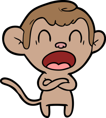 Bir insan tarafından çizilmiş bağıran çizgi maymun.