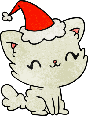 Bir insan tarafından çizilmiş kawaii kedisinin el yapımı karikatürü.