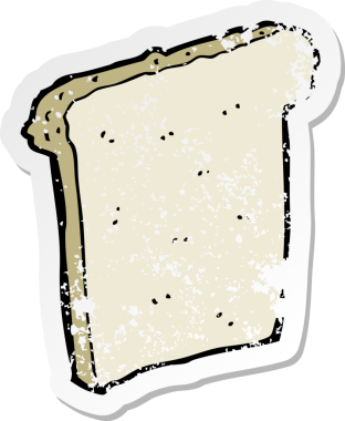 Bir insan tarafından çizilmiş bir ekmek diliminin retro kederli yapıştırması.