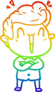 Gökkuşağı gradyanı çizimi bir insan tarafından çizilmiş heyecanlı bir çizgi film