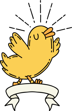 Bir insan tarafından çizilmiş dövmeli mutlu bir kuş.